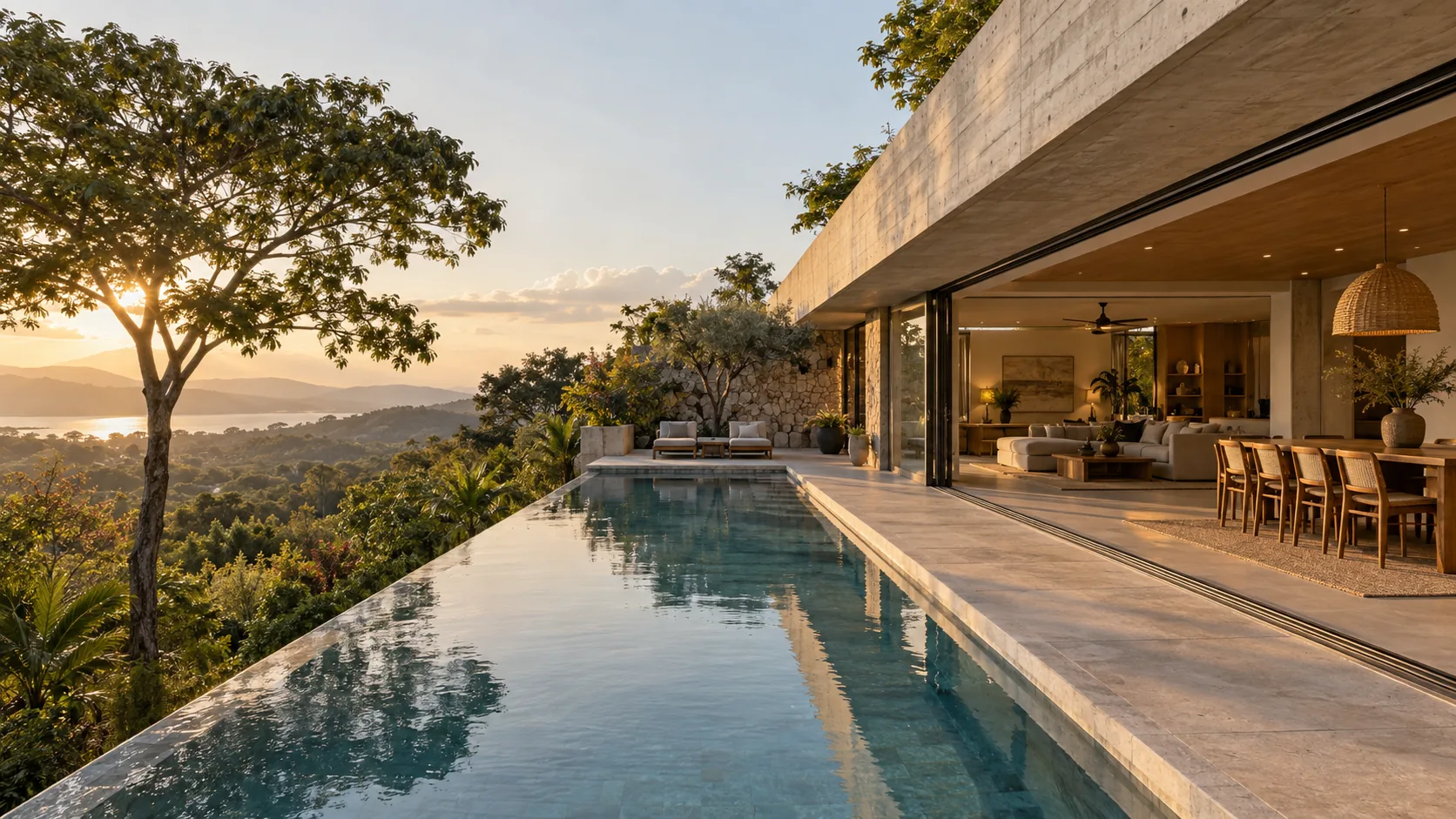 Contemporary home surrounded by nature